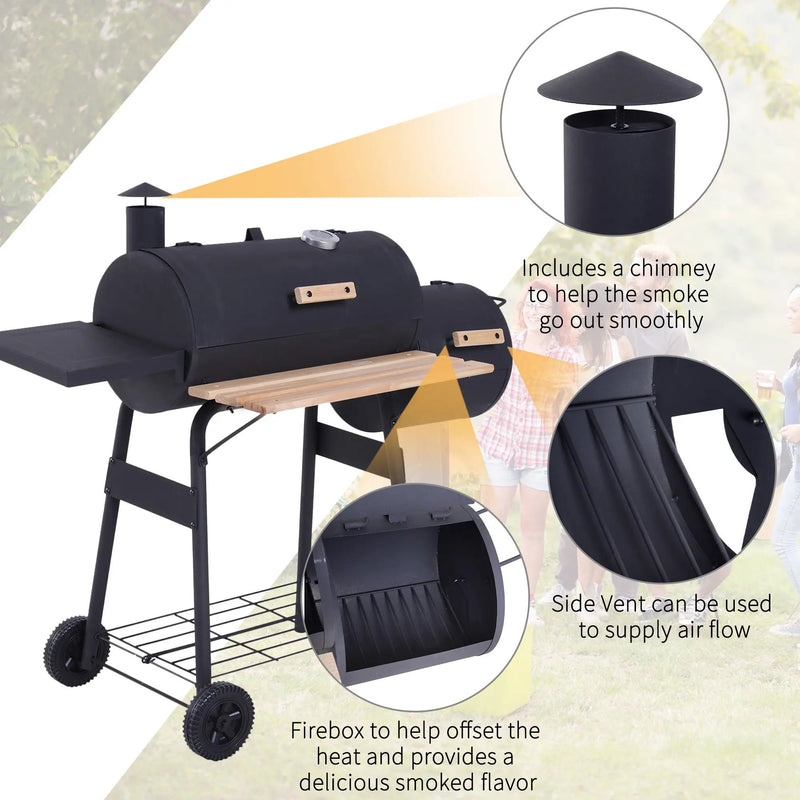 Outsunny 48' Steel Portable Backyard Charcoal BBQ Grill and Offset Smoker Combo by HouseOfZazla