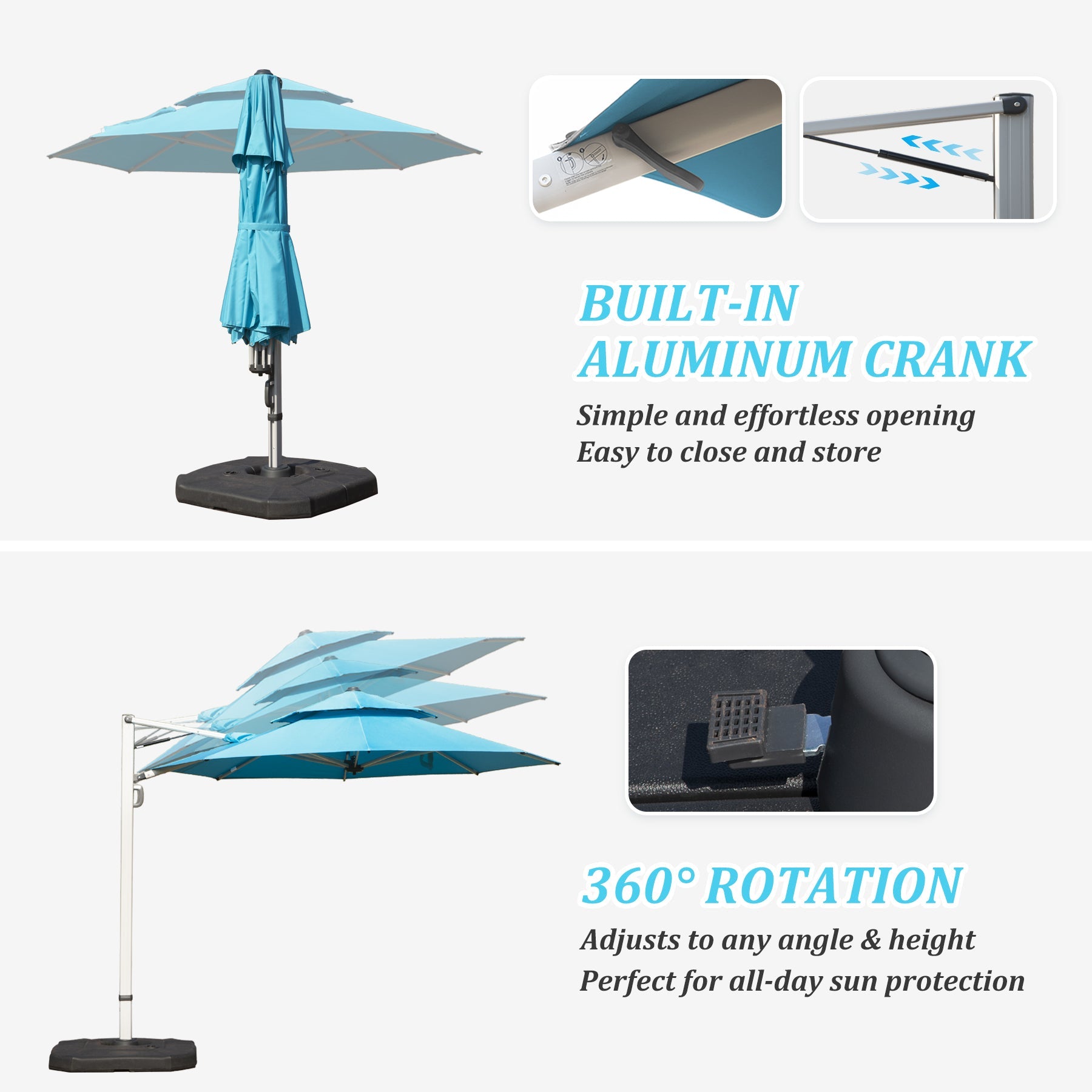 Round Cantilever Umbrella with Center Pole, Lake by HouseOfZazla