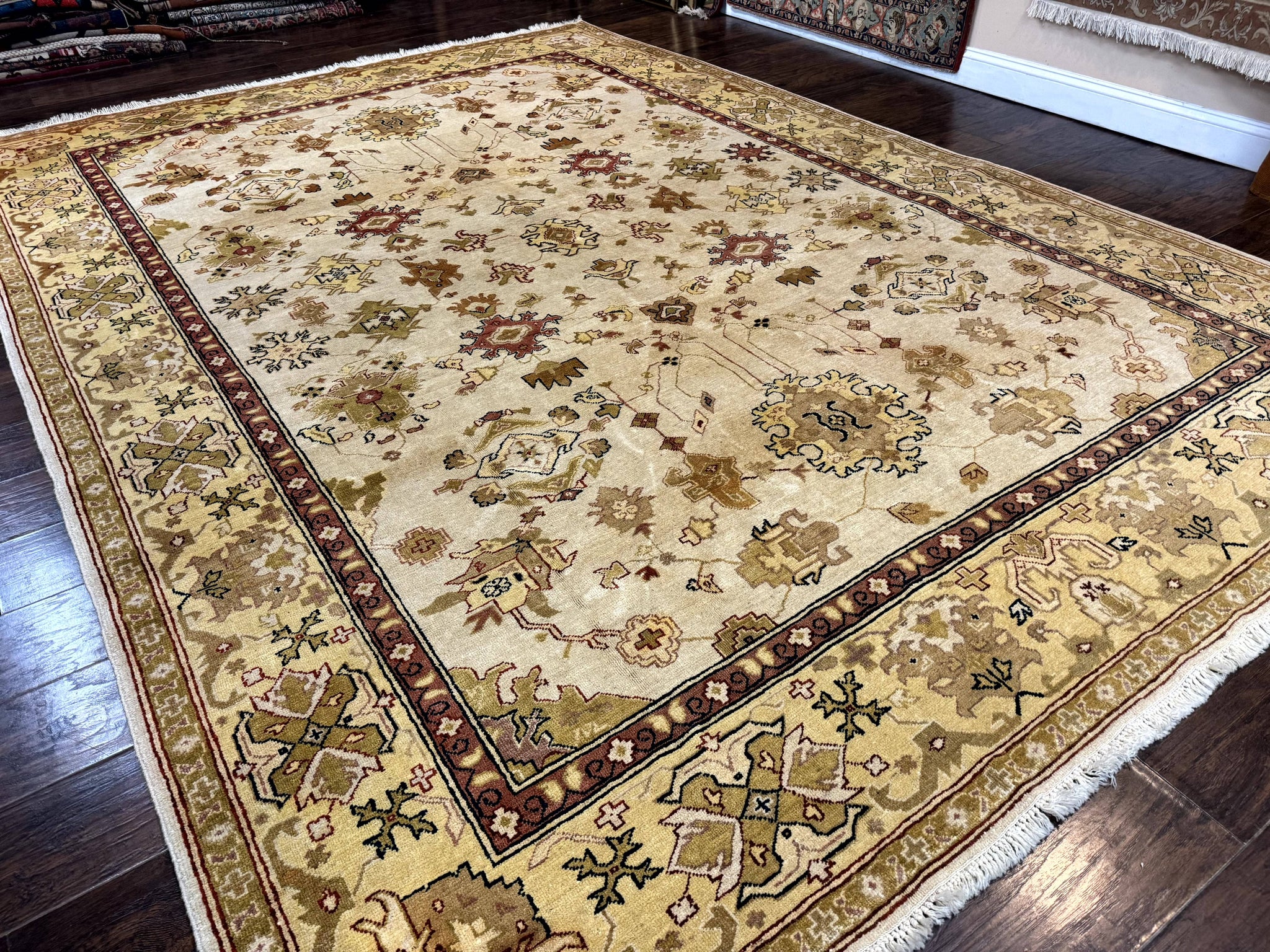 Turkish Oushak Rug 9x12, Oat Color, Wool Carpet by Jewel Rugs
