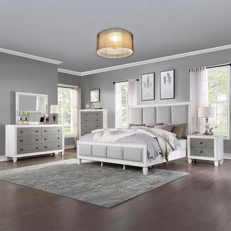 Katia - Nightstand - Rustic Gray & Weathered White by Unique Piece Furniture