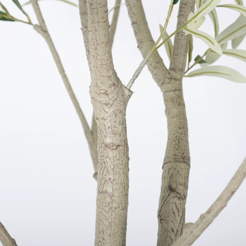 8FT Artificial Olive Tree with Decorative White Planter by HouseOfZazla