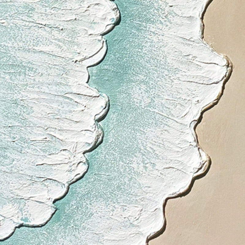 24x32 Framed Ocean Wave Wall Art Set with 3D Plaster Texture - Aqua, photo 7 of 10