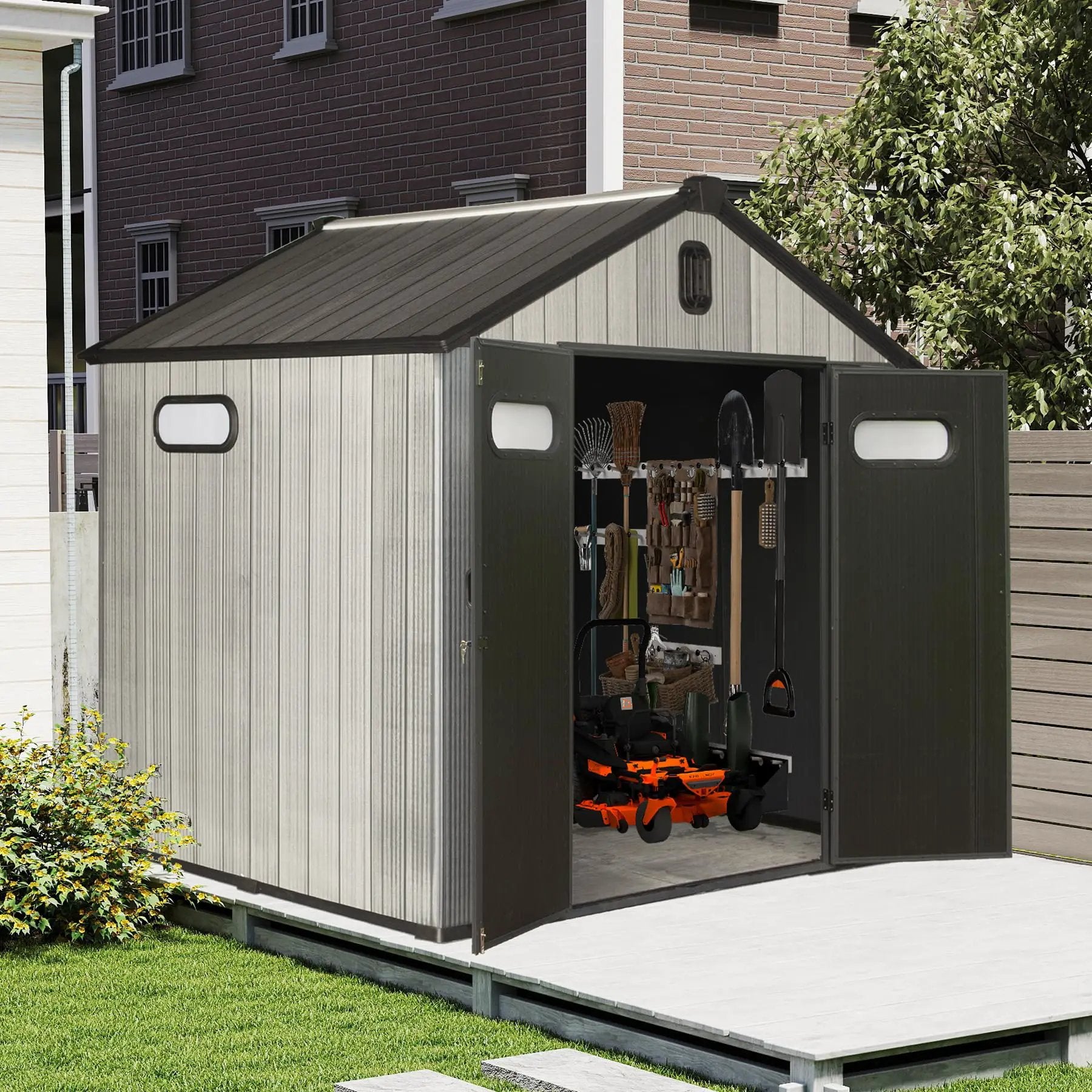 8x6FT Resin Outdoor Storage Shed with Lockable Door by HouseOfZazla
