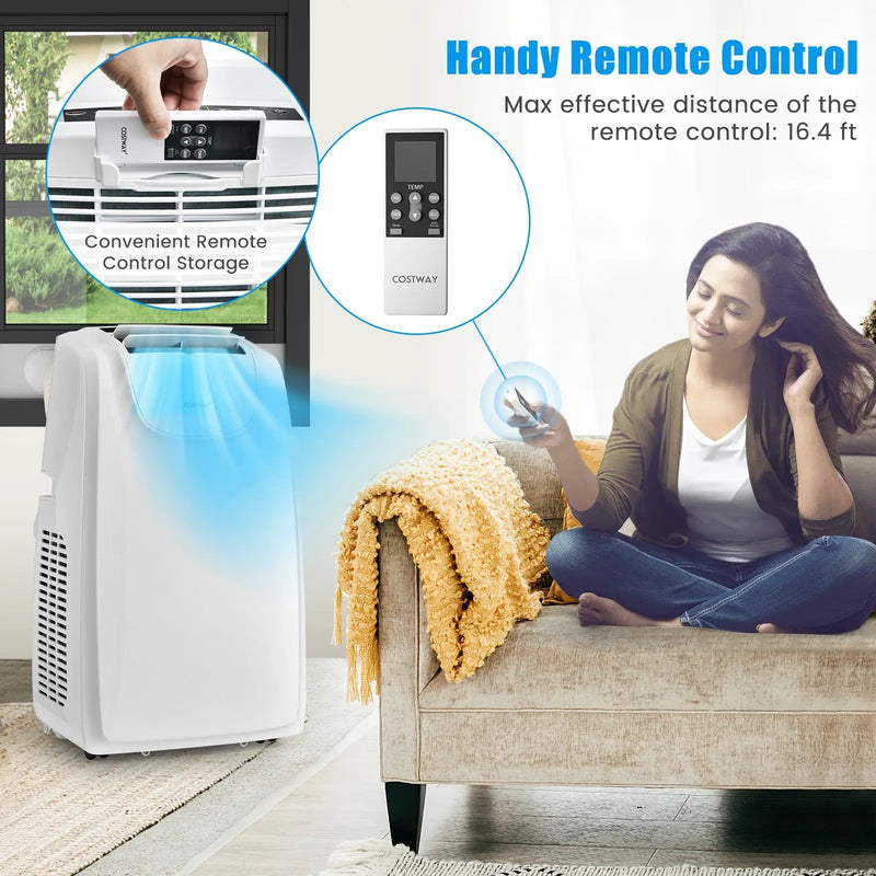 12000 BTU Dual Hose Portable Air Conditioner with Remote Control-White by DirectDeals