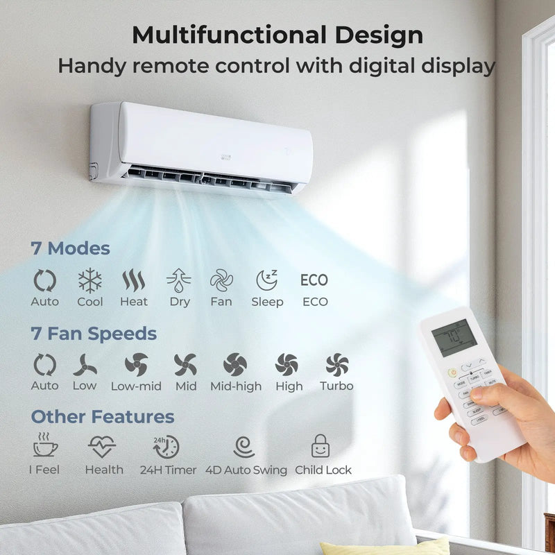 11500 BTU 115V Mini Split Air Conditioner and Heater Pump System Wifi Enabled by DirectDeals