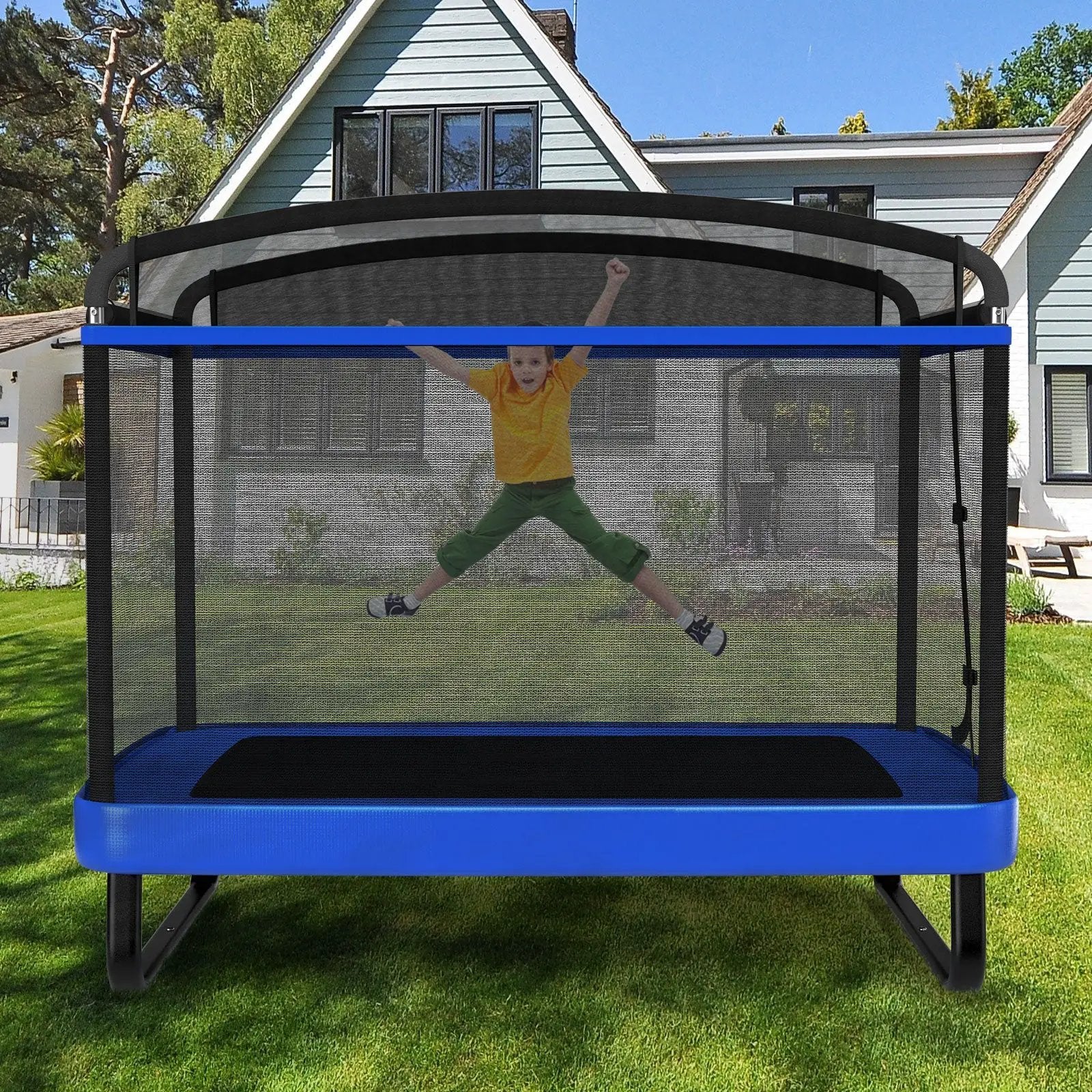 6 FT Kids Trampoline with Swing and Horizontal Bar Small Rectangle Trampoline by DirectDeals