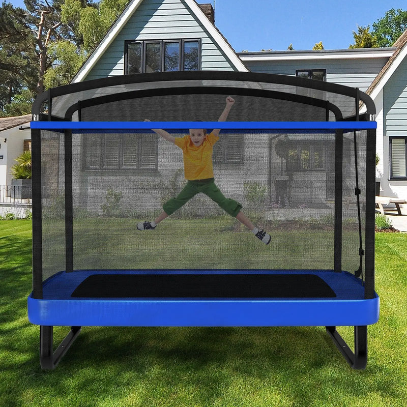 6 FT Kids Trampoline with Swing and Horizontal Bar Small Rectangle Trampoline by DirectDeals
