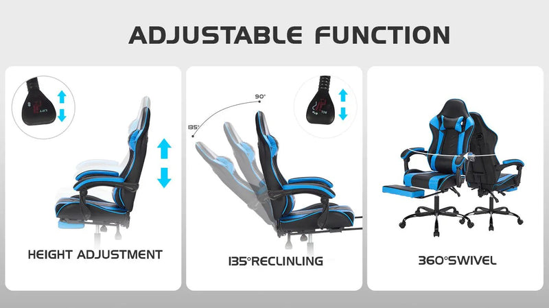 Gaming Chair with Footrest and Ergonomic Features by HouseOfZazla