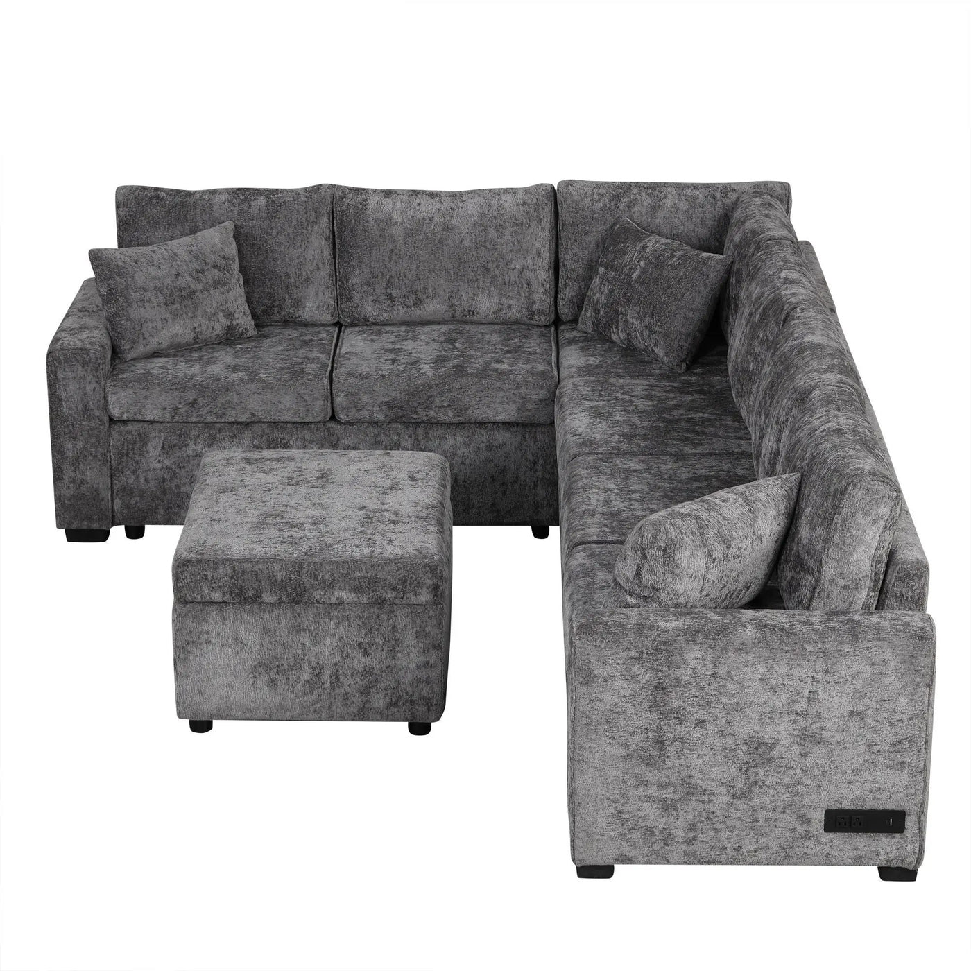 Sectional Sofa Pull-Out Sofa Bed Sleeper With A Storage Ottoman, Three Pillows And Charging Devices For Living Room by HouseOfZazla