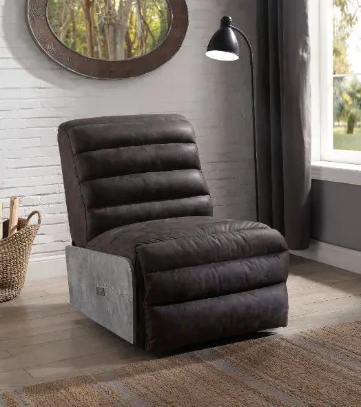 Okzuil - Power Motion Recliner - Two Tone Gray Top Grain Leather & Aluminum by Unique Piece Furniture