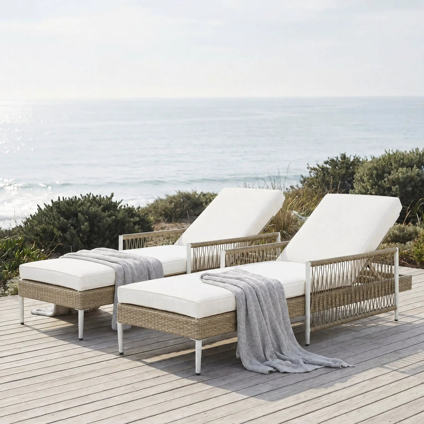 TOPMAX Outdoor All-Weather PE Rattan Chaise Lounge Set of 2 by HouseOfZazla