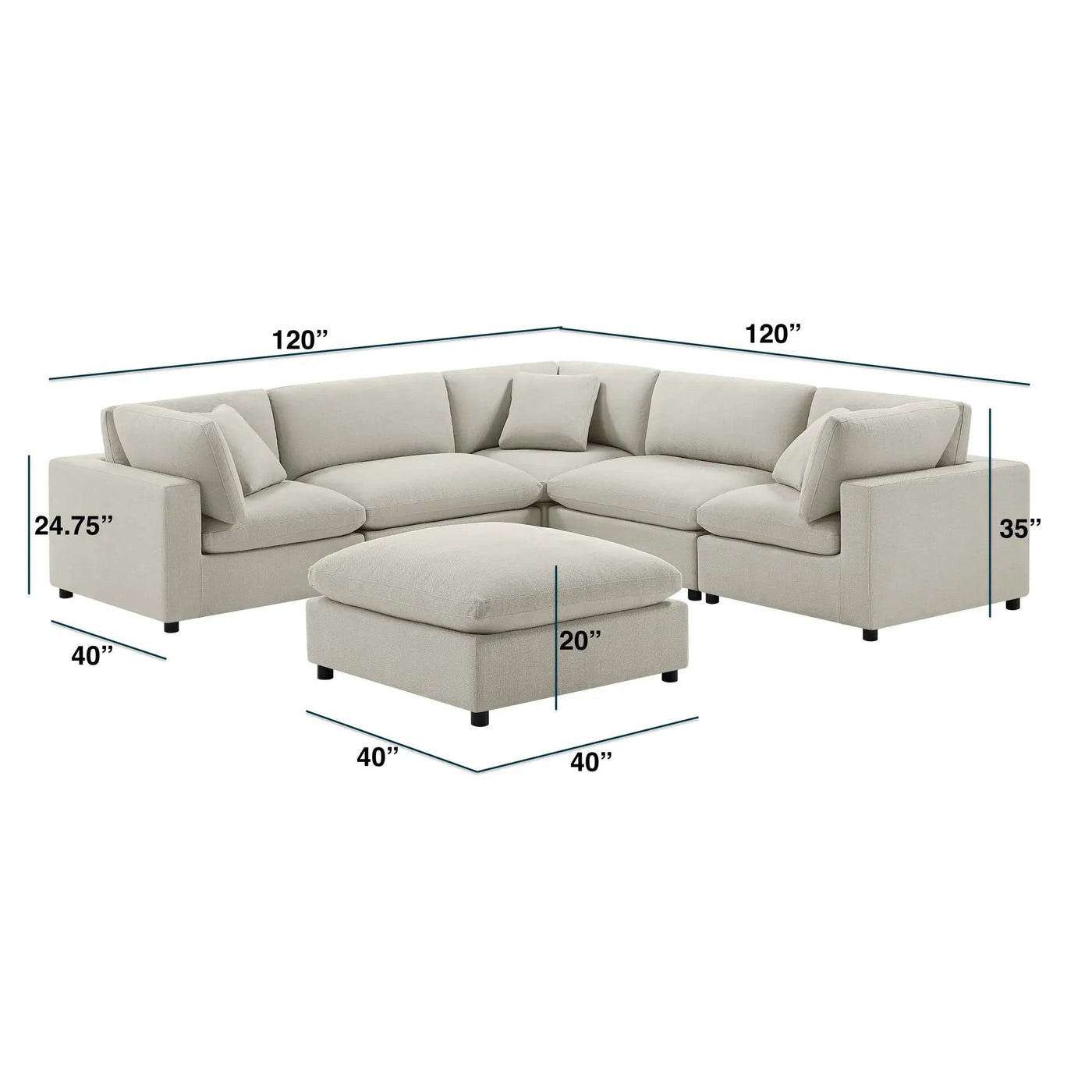 Cassandra - Sofa With Ottoman by HouseOfZazla