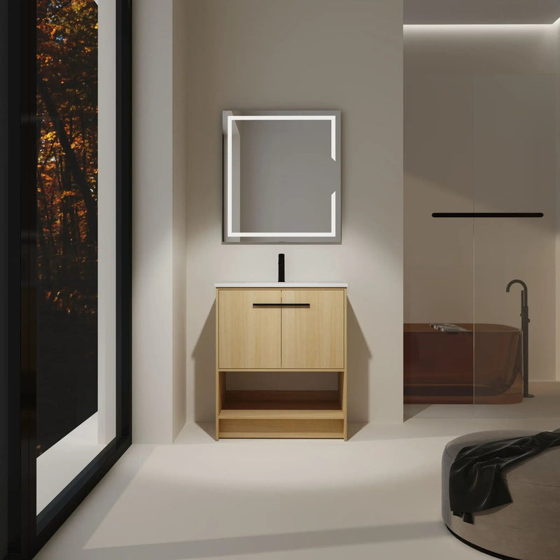 Modern Bathroom Vanity With Ceramic Sink, Freestanding Cabinet, Soft Closing Doors by Unique Piece Furniture
