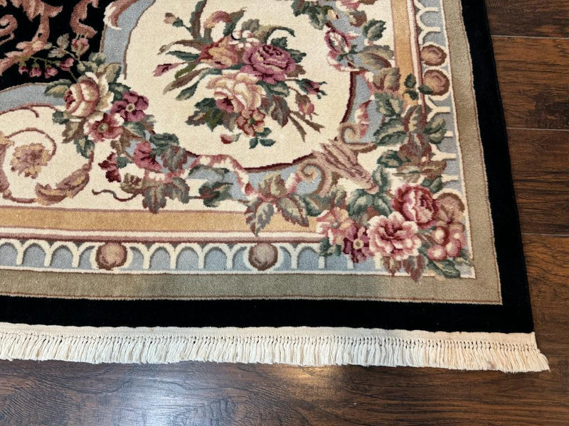 Aubusson Rug 8x10, Floral, Wool Pile, Elegant, European Design, Handmade, Fine by Jewel Rugs