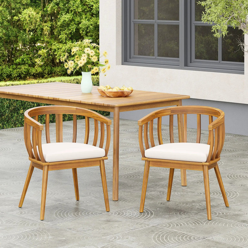 Klismos Dining Armchair (Set of 2) - Teak / Beige by HouseOfZazla