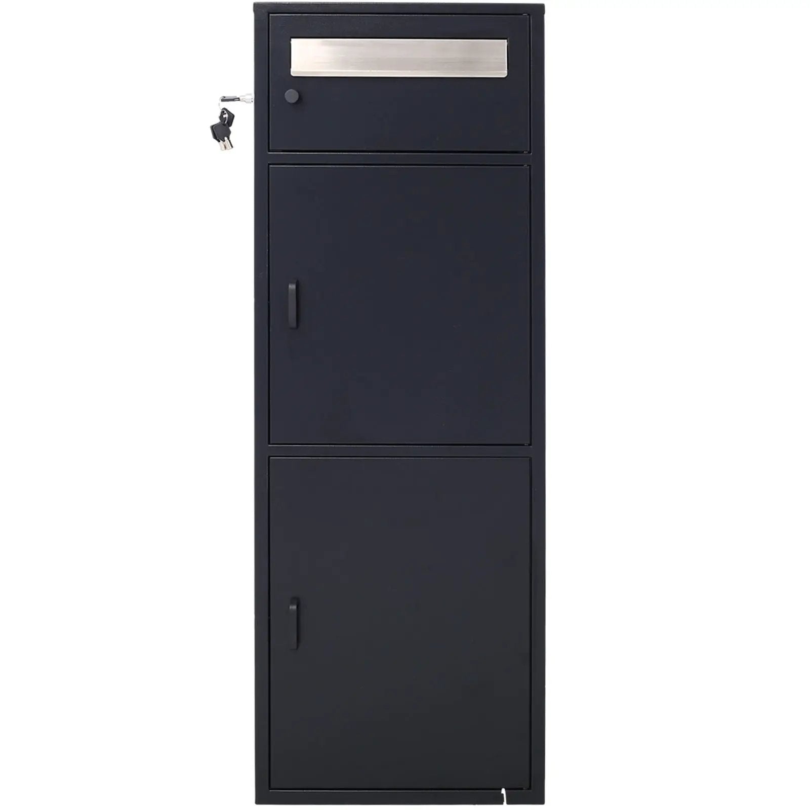 Large Steel Freestanding Floor Parcel Package Drop With Locking Letterbox Drop Mail Box With Multi Compartments - Black by HouseOfZazla