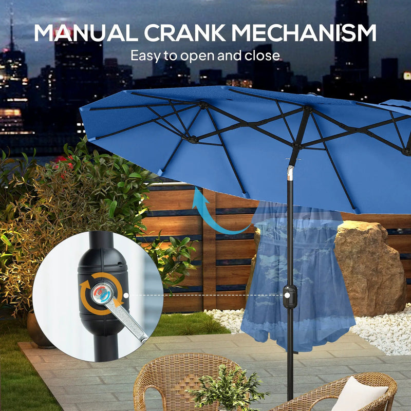 Outsunny 9.5' Double-Sided Patio Umbrella with 3 Air Vents, Tilt and Crank by HouseOfZazla