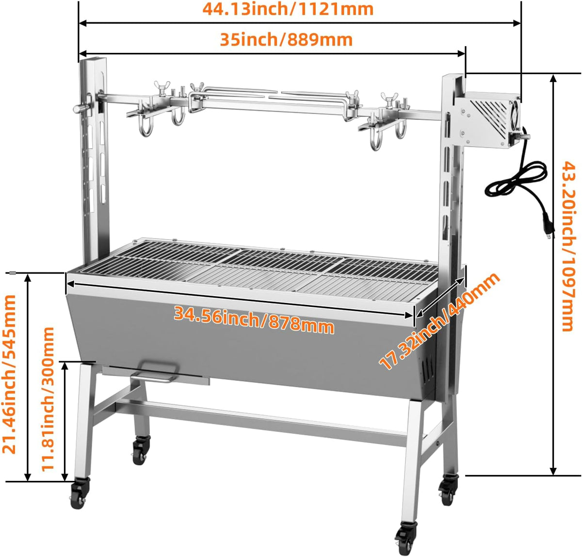 60kg Lamb Roaster Without Baffle with Portable Stainless Steel Frame, photo 6 of 8