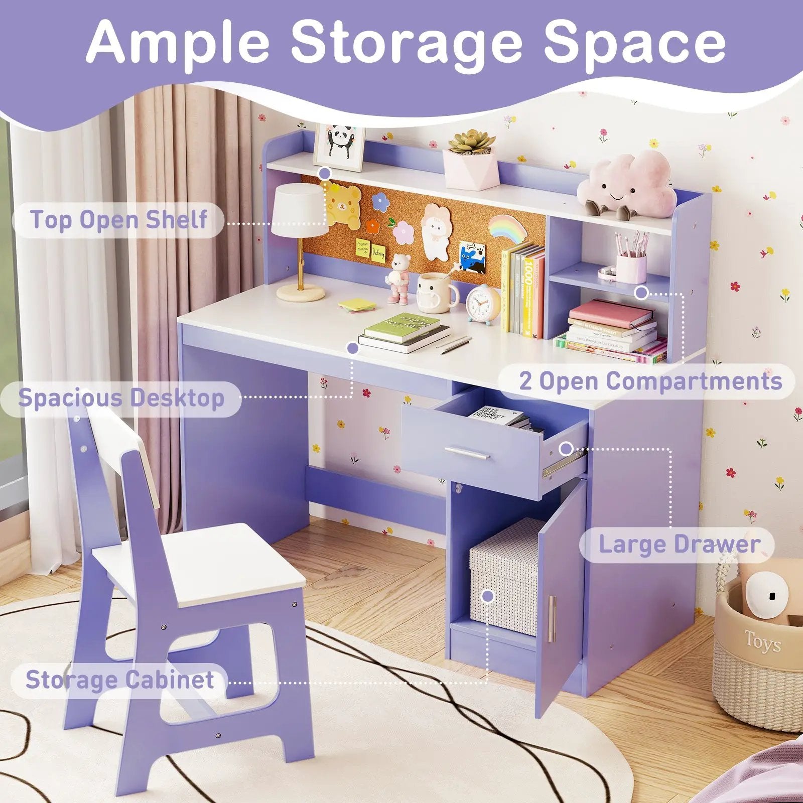 Kids Study Desk and Chair Set Student Table and Chair by DirectDeals