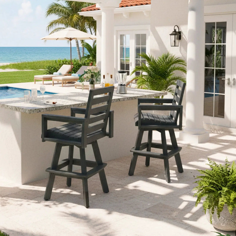 Outdoor 360° Swivel Bar Chair in Slate Grey by HouseOfZazla