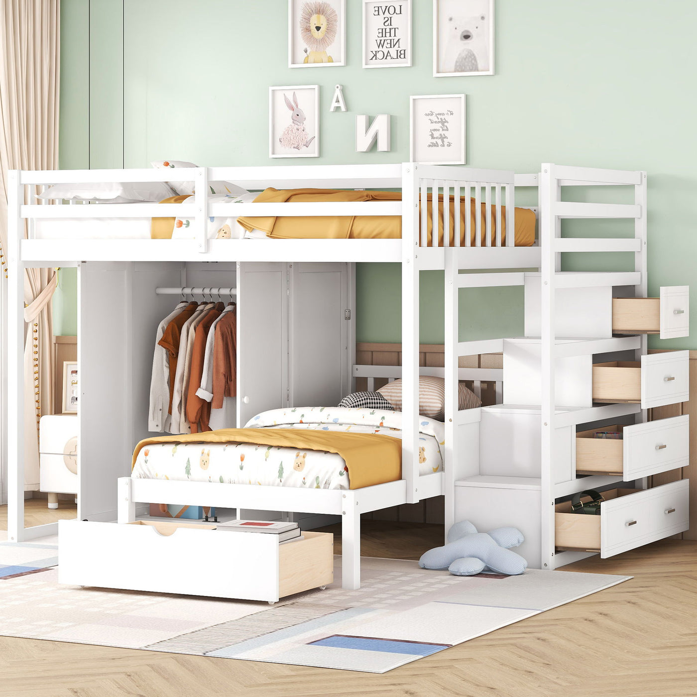Bunk Bed With Wardrobe, Drawers by Unique Piece Furniture