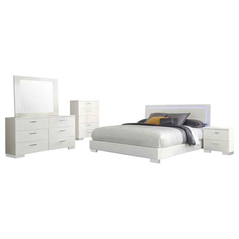 Felicity 5-piece Queen Bedroom Set White High Gloss by Unique Piece Furniture