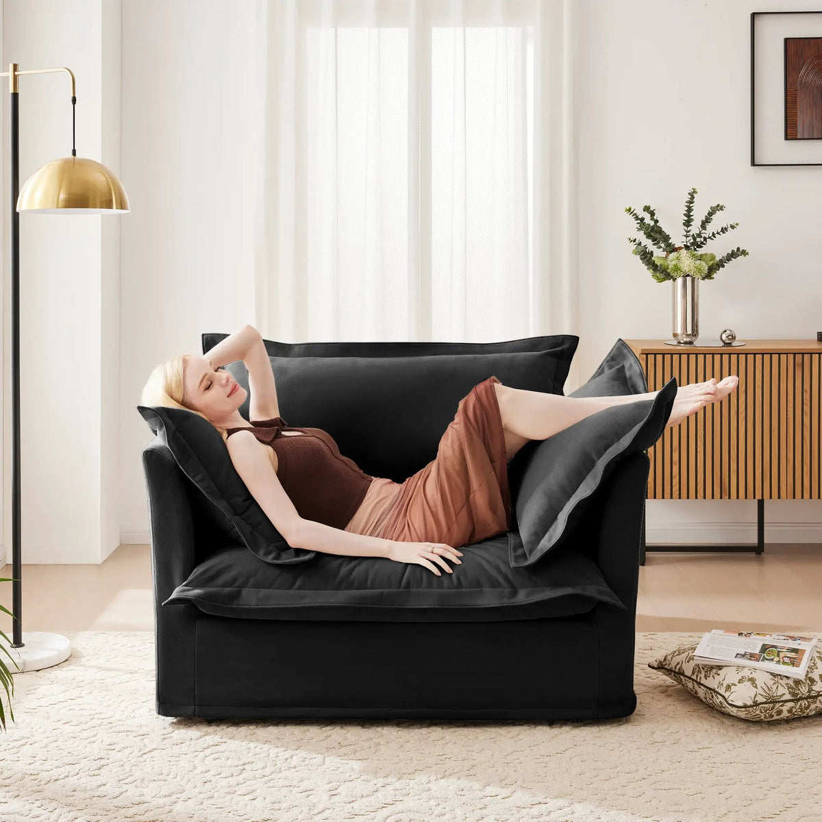 Slip-Covered Armchair with Cushions by HouseOfZazla