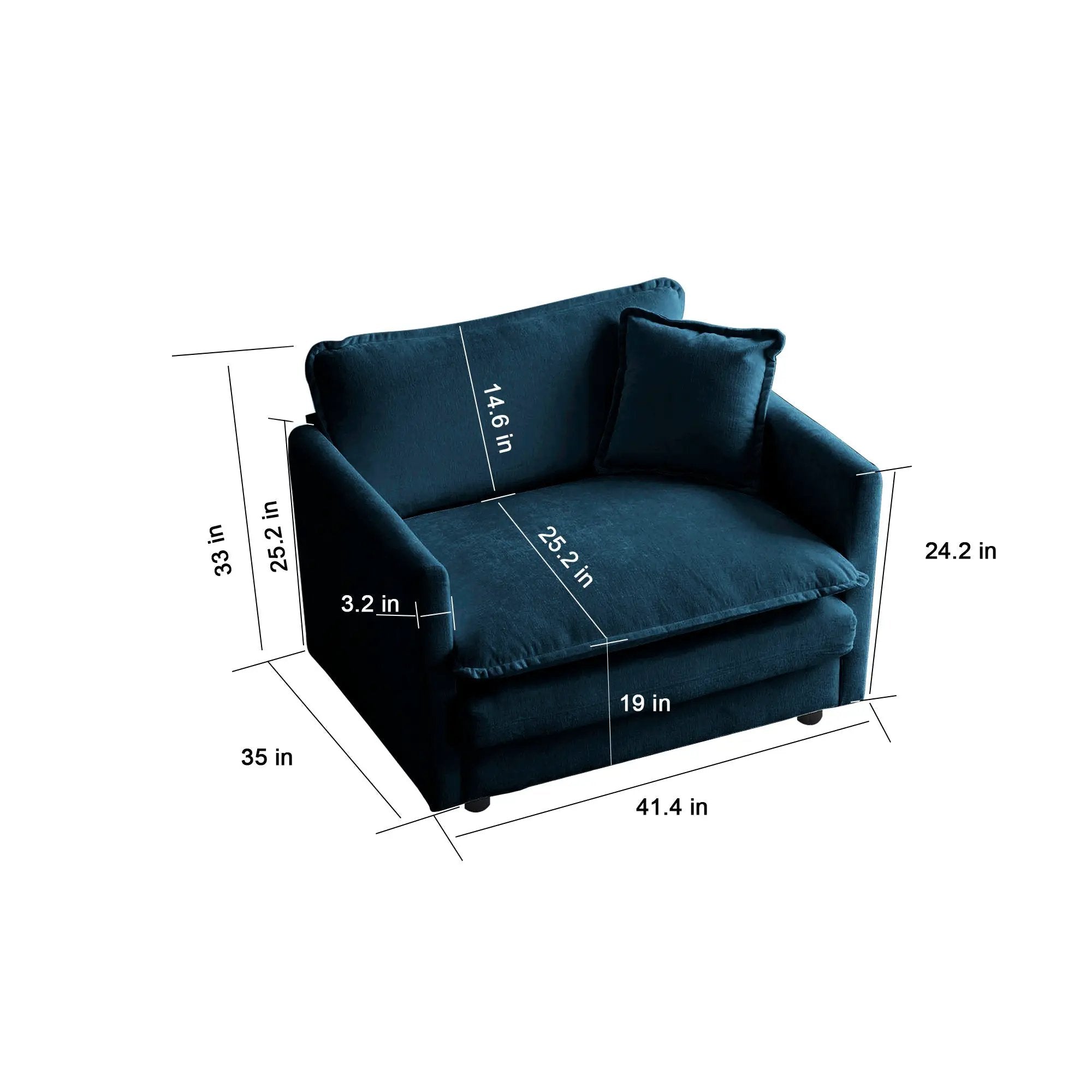 2-Piece Upholstered Sectional Sofa Set in Blue Chenille by HouseOfZazla