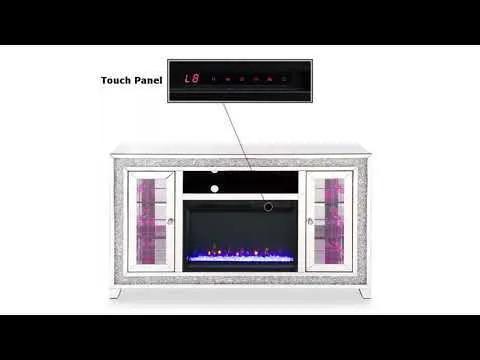 Noralie - 35" TV Stand With Fireplace & LED - Mirrored & Faux Diamonds by Unique Piece Furniture