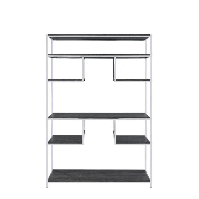 Vonara - Bookshelf - Rustic Gray Oak & Chrome by Unique Piece Furniture