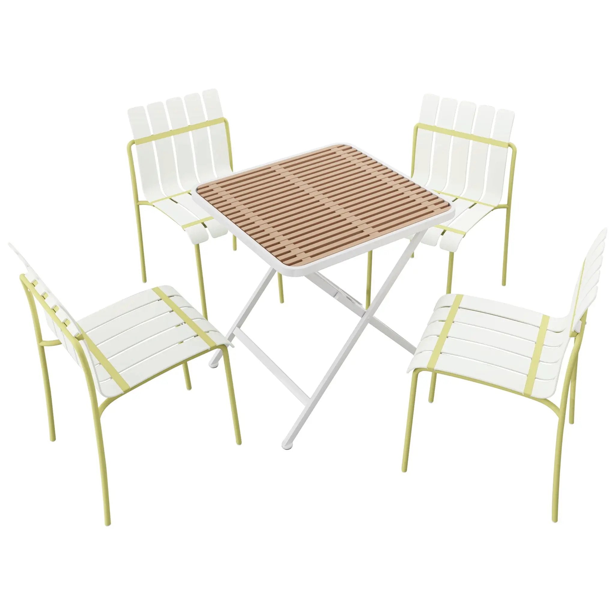 4 Piece Set Of Modern Color Block Designed Single Chairs With Folding Square Table by Unique Piece Furniture