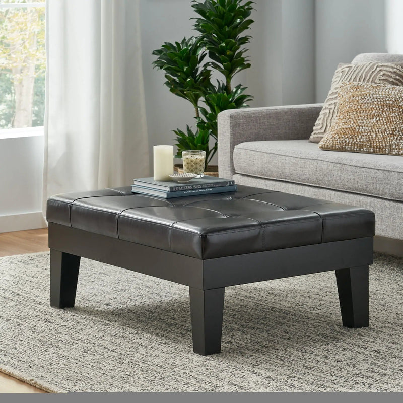 Chatham Ottoman With Drawer Leather Storage Solution - Dark Coffee by HouseOfZazla