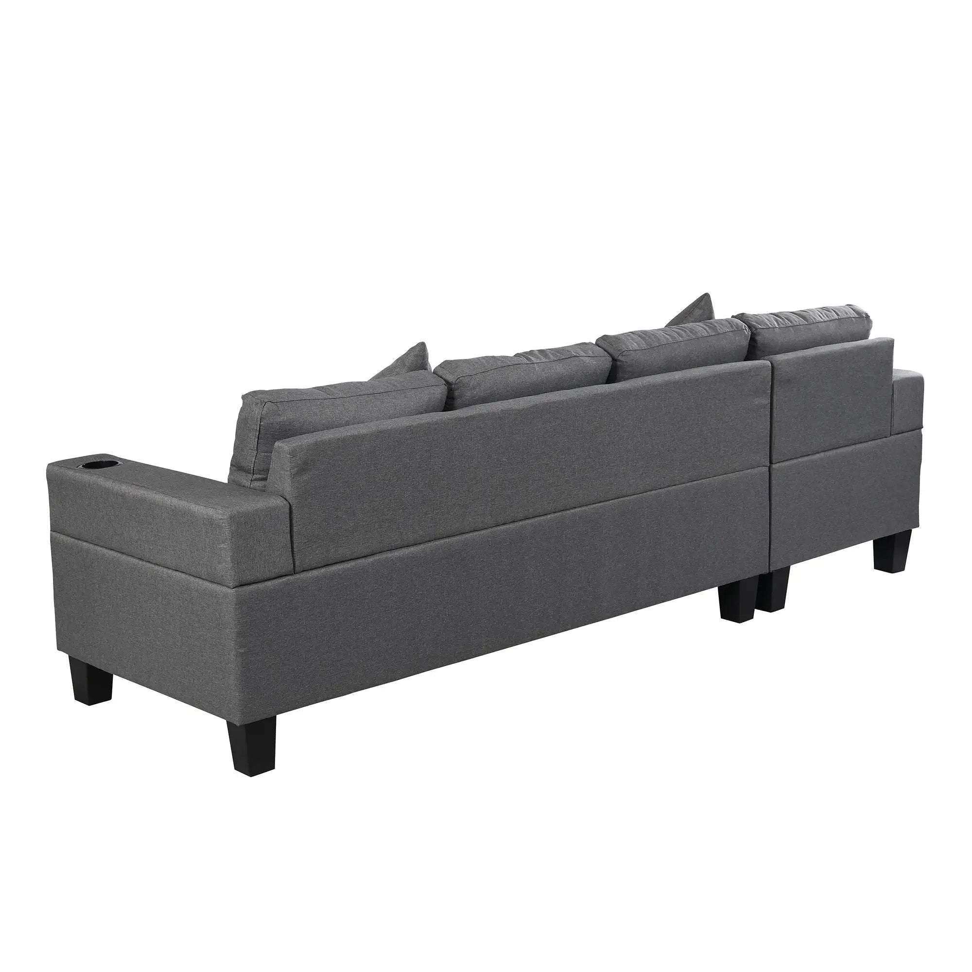 Sectional Sofa Set For Living Room With L Shape Chaise Lounge, Cup Holder And Left Or Right Hand Chaise Modern 4 Seat by Unique Piece Furniture