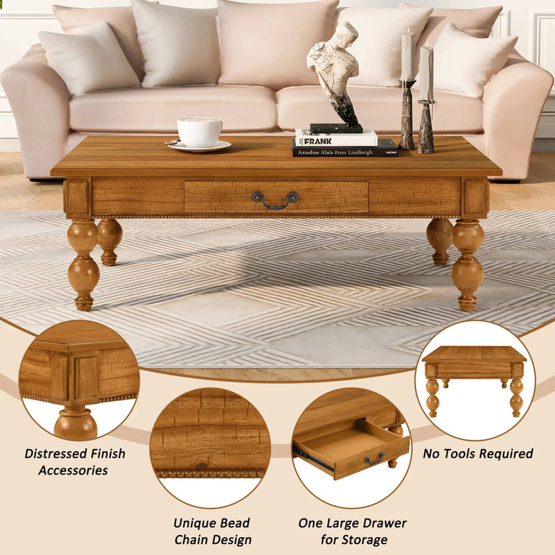 Rectangular Wooden Coffee Table with Storage Drawer by HouseOfZazla