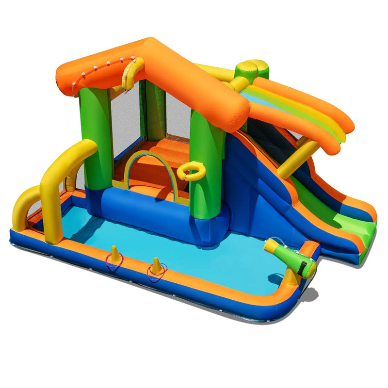 Inflatable Bounce House Water Park with Slide and 480W Blower by DirectDeals