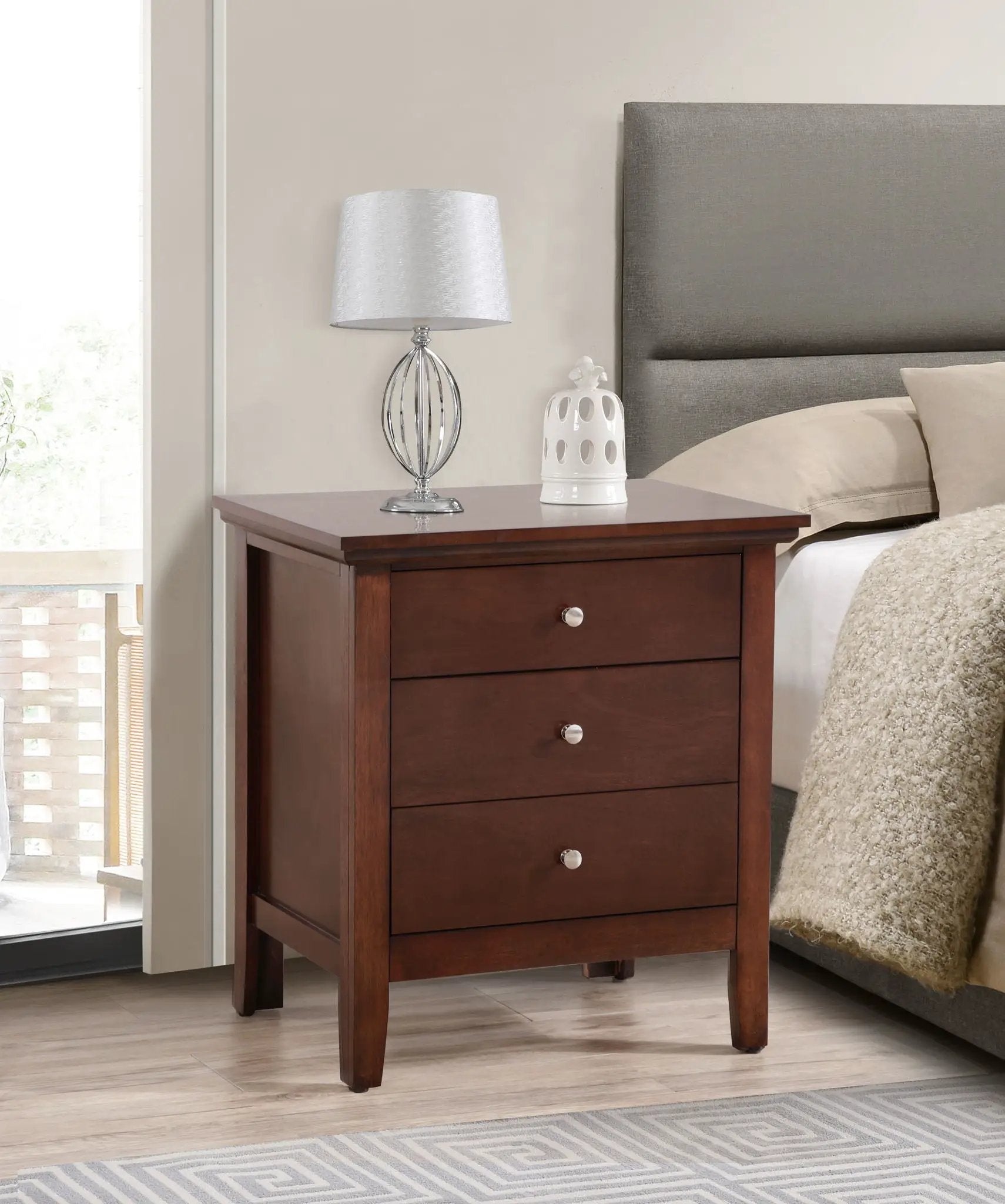 Hammond - 3 Drawer Nightstand - Cappuccino by HouseOfZazla