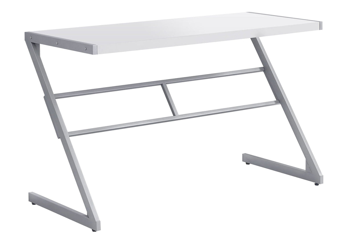 Chic Modern Computer Desk with Z-Shaped Metal Base - Dark Brown, Light Brown, or White