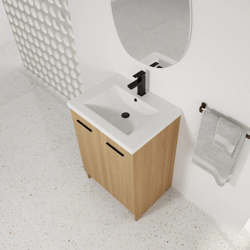 Floating Bathroom Vanity With Sink, Wall Mounted Double Door Storage by HouseOfZazla
