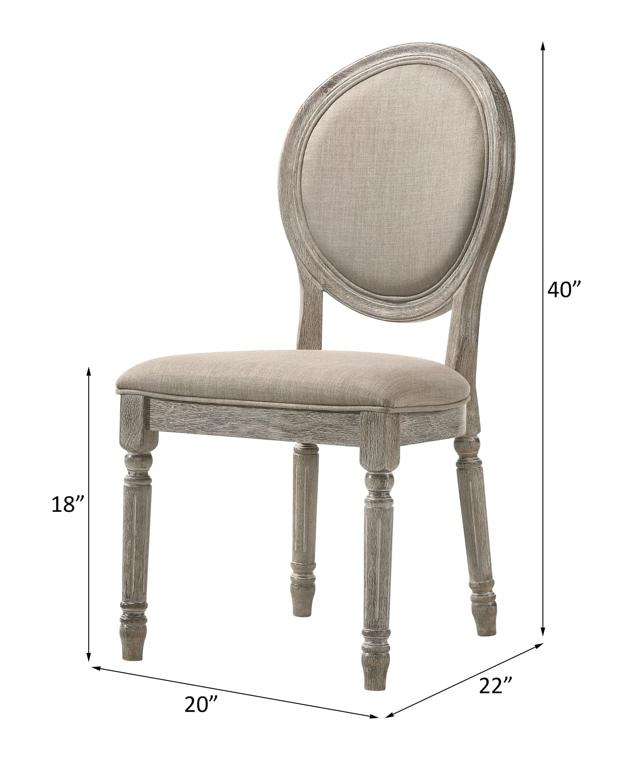 Faustine - Side Chair (Set of 2) - Tan Fabric & Salvaged Light Oak by Unique Piece Furniture