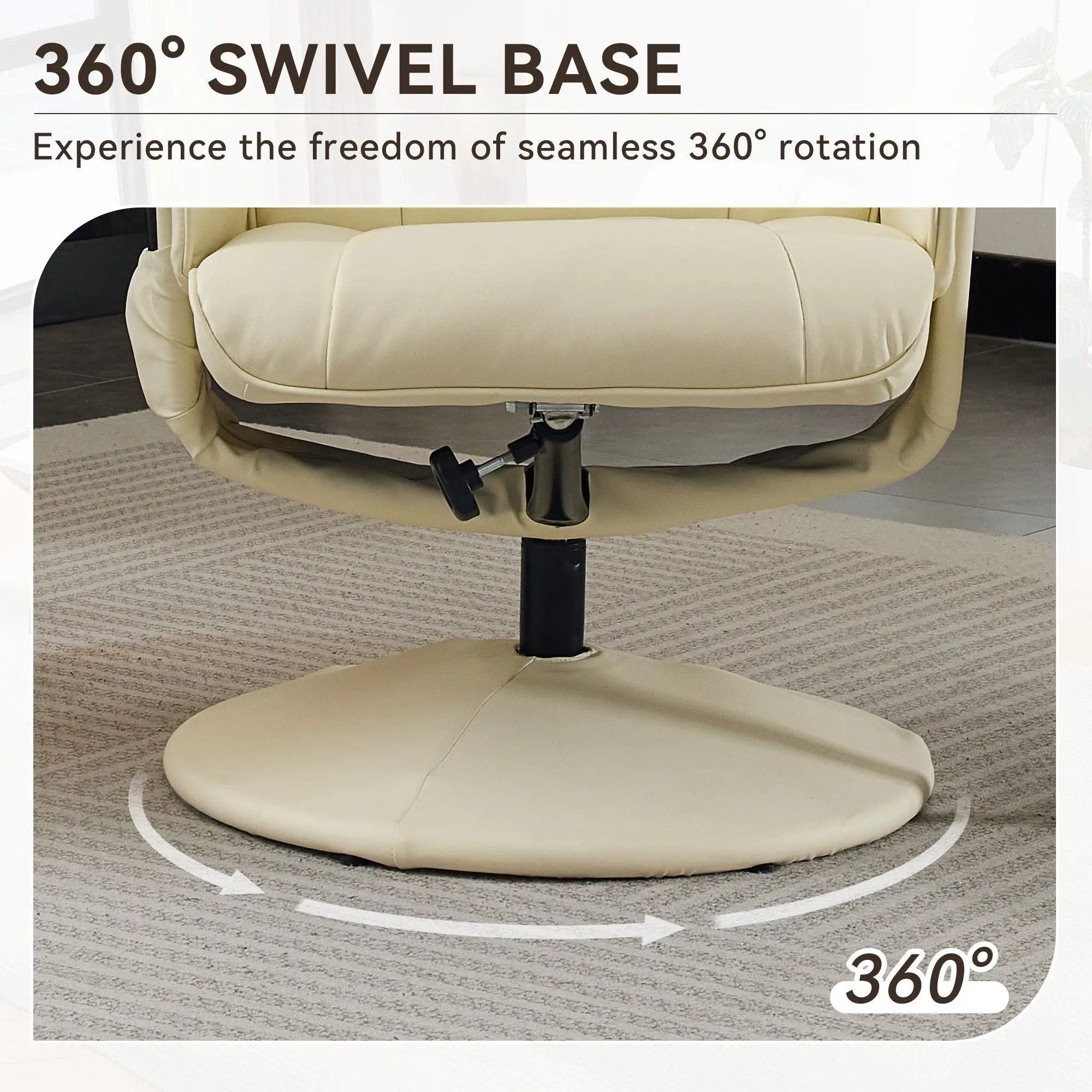 Recliner Chair With Ottoman, 360° Swivel Massage Lounge Chair With 5-Point Vibration & Heated Seat by Unique Piece Furniture