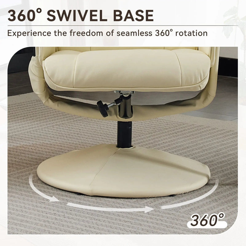 Recliner Chair With Ottoman, 360° Swivel Massage Lounge Chair With 5-Point Vibration & Heated Seat by Unique Piece Furniture
