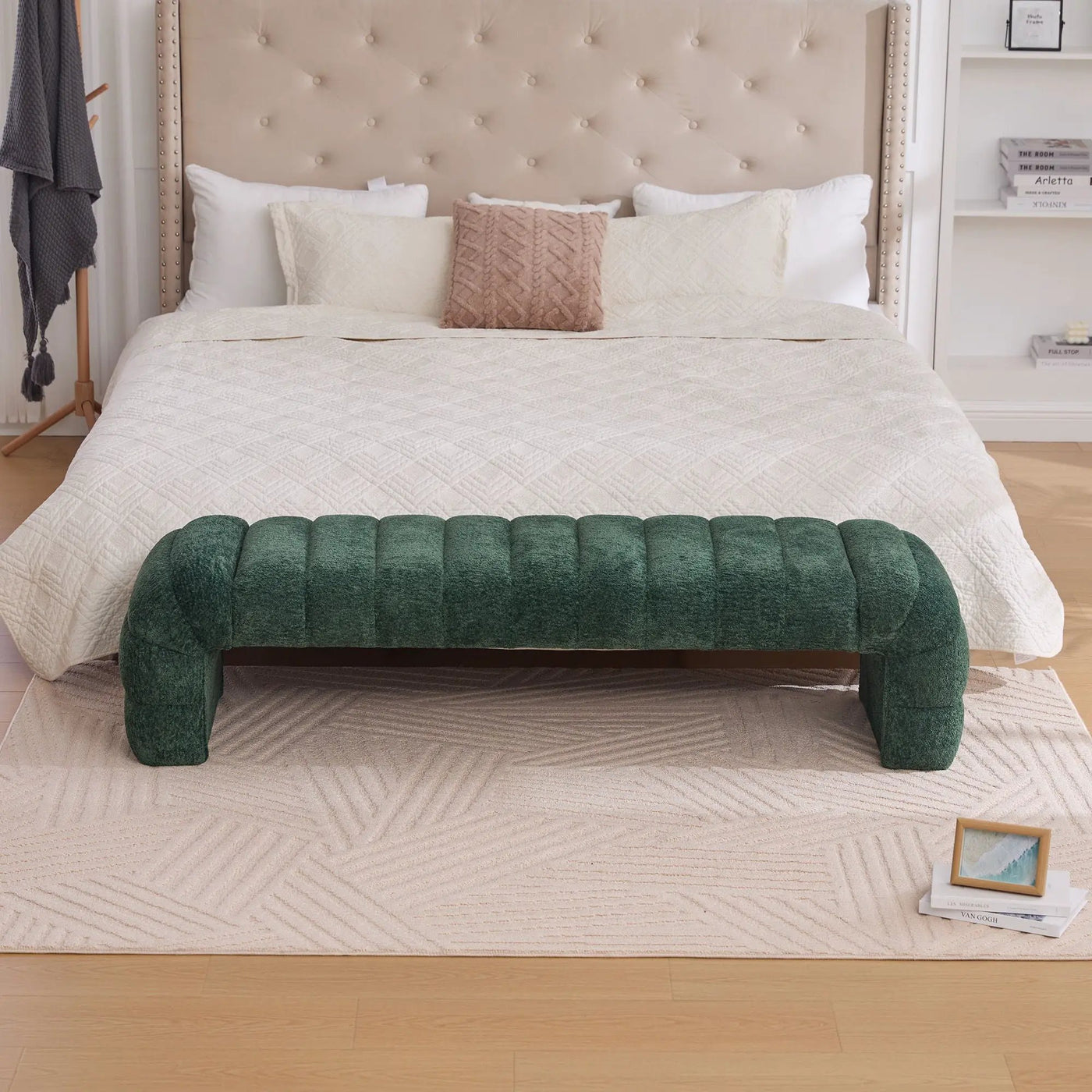 Modern Upholstered Armless Bed Bench With Channel Tufted Design by Unique Piece Furniture