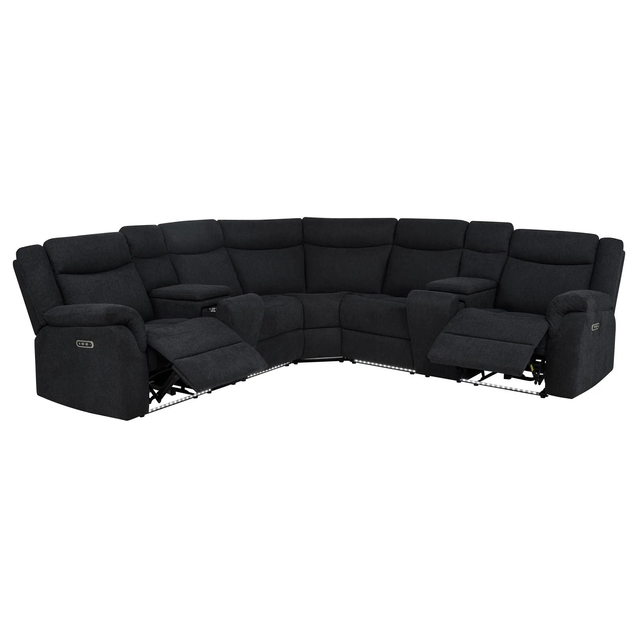 Hagen Upholstered Power Reclining Sectional Sofa Steel Grey by Unique Piece Furniture