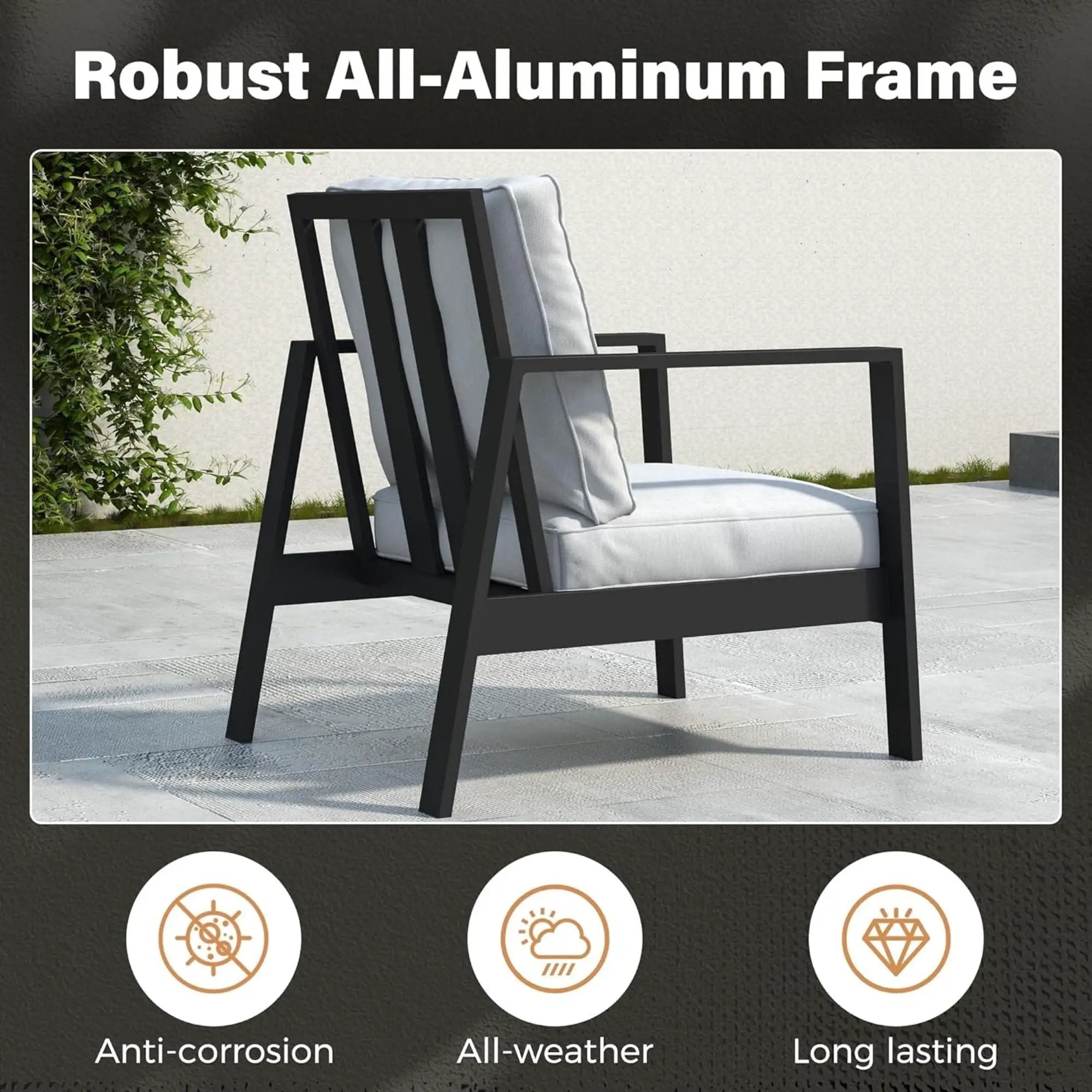 All-Weather Ergonomic Patio Armchairs With Thick Cushions (Set of 2) by HouseOfZazla