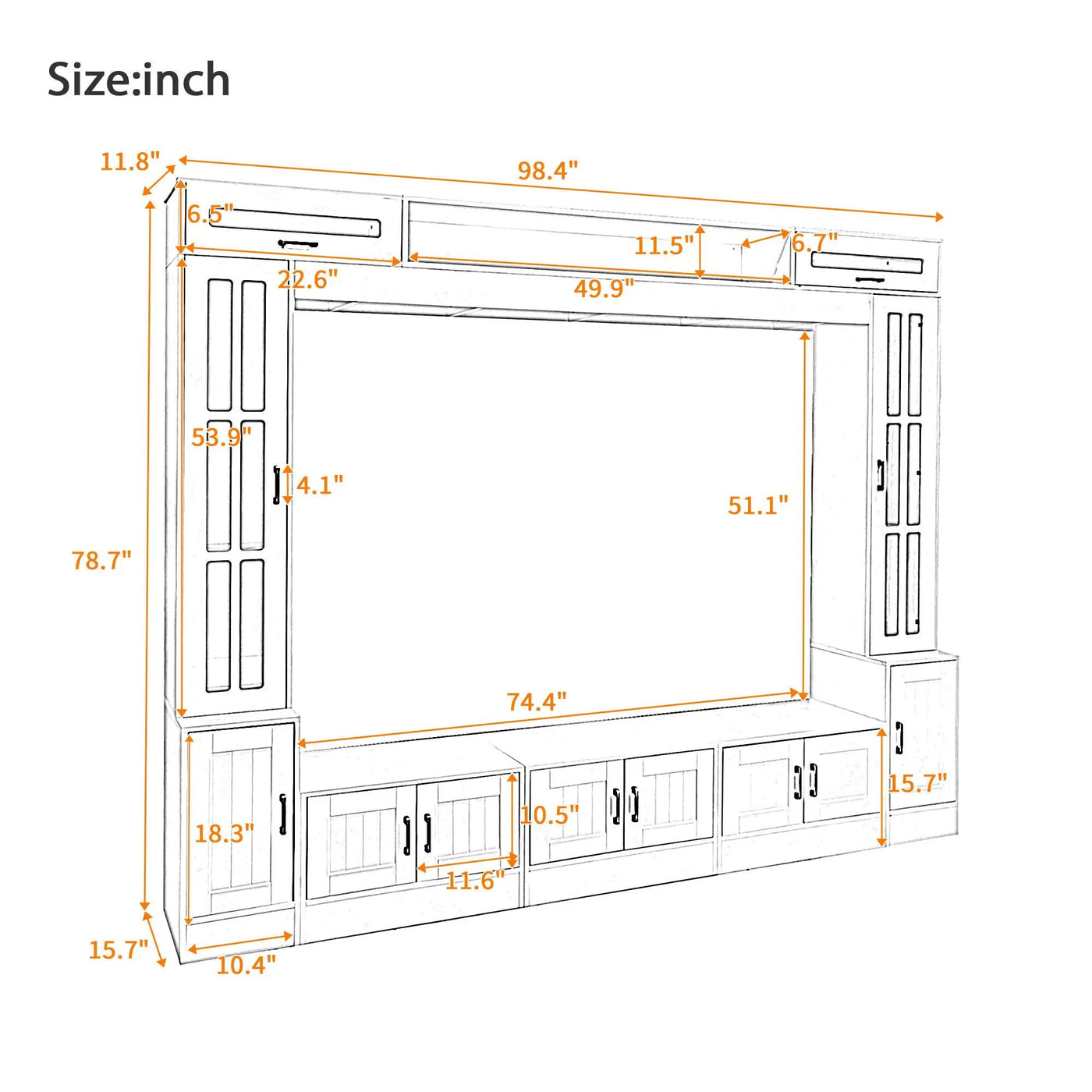 Wall Unit Entertainment Center With Bookshelves For TVs Up to 80" by HouseOfZazla