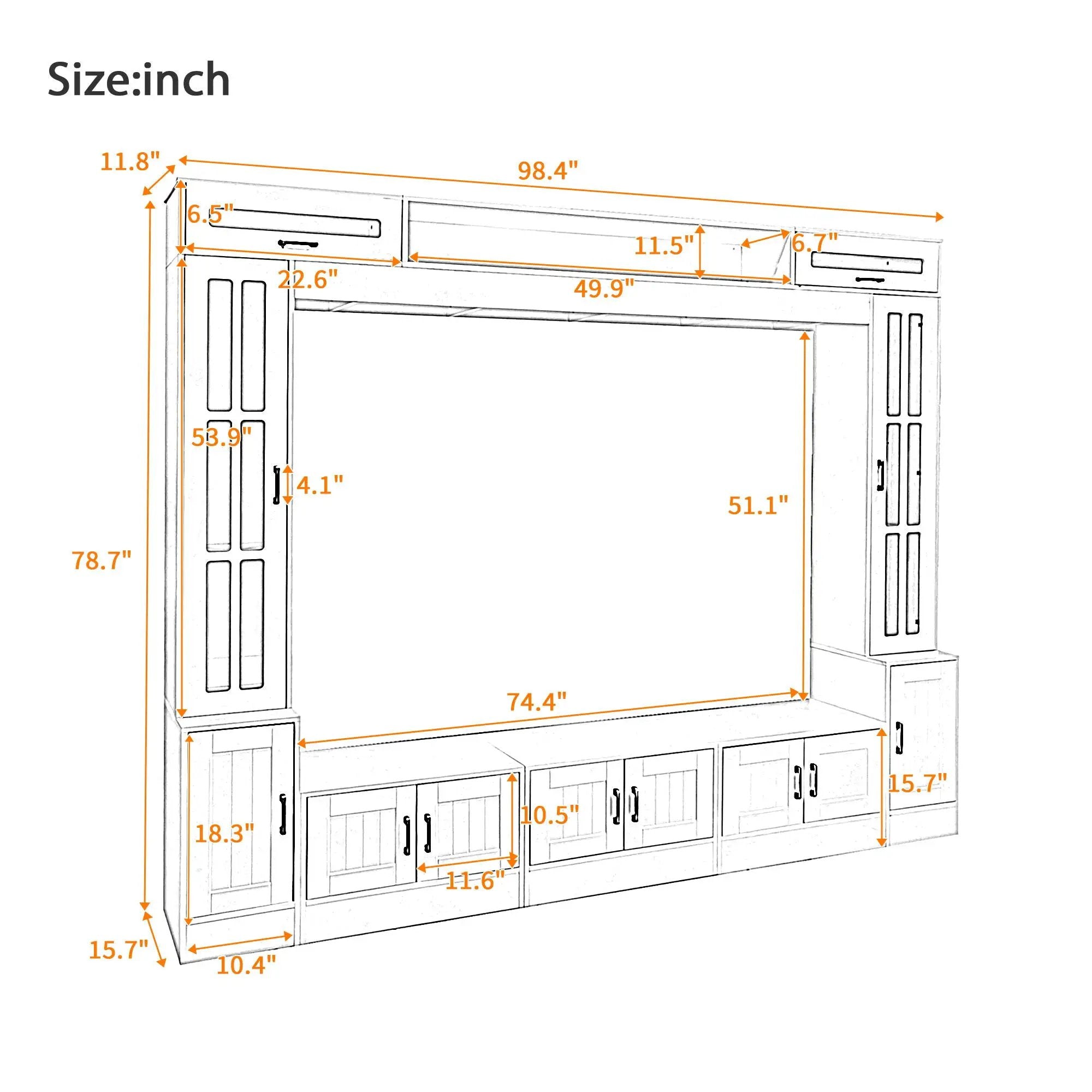 Wall Unit Entertainment Center With Bookshelves For TVs Up to 80" by HouseOfZazla