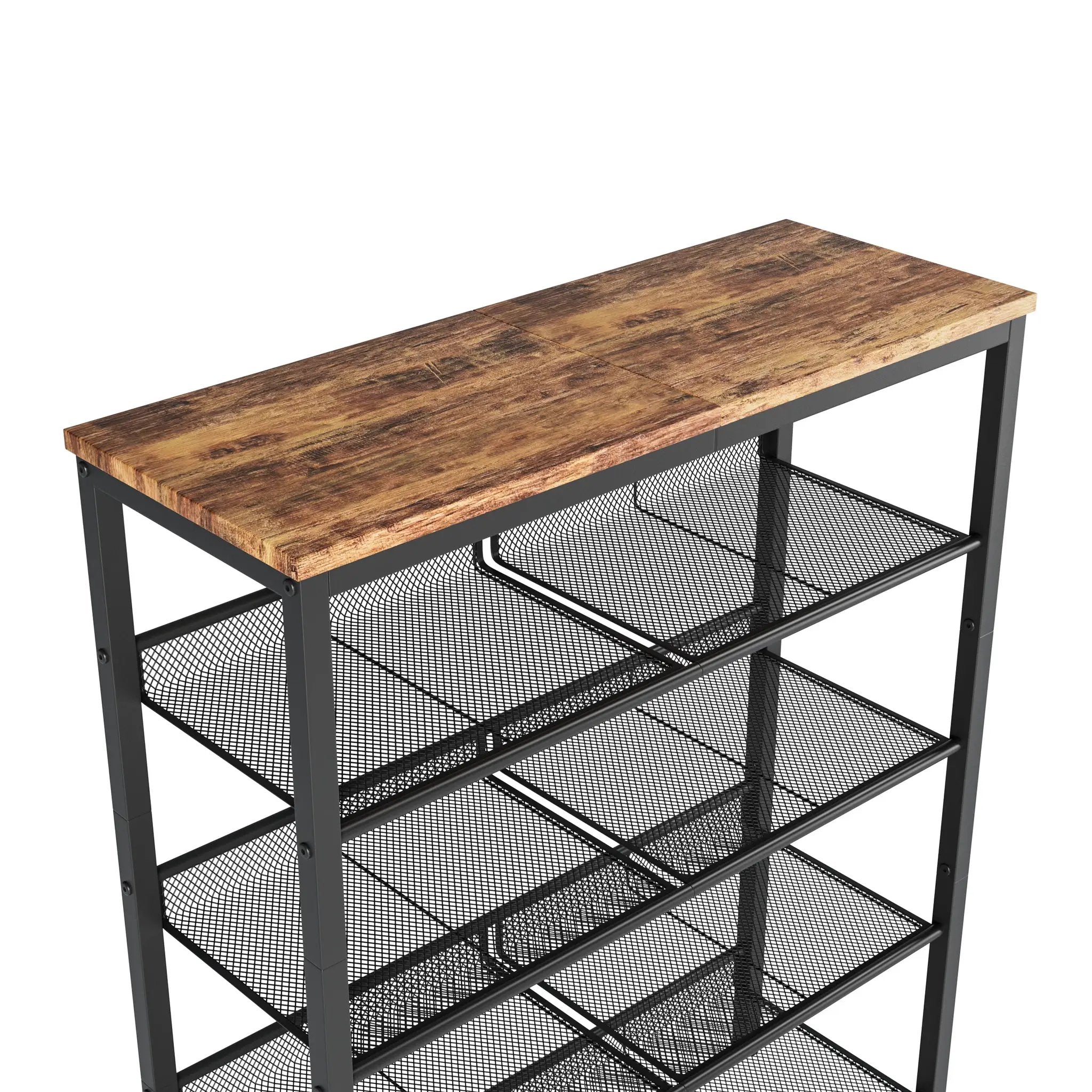 Industrial Shoe Rack with 4 Mesh Shelves by HouseOfZazla