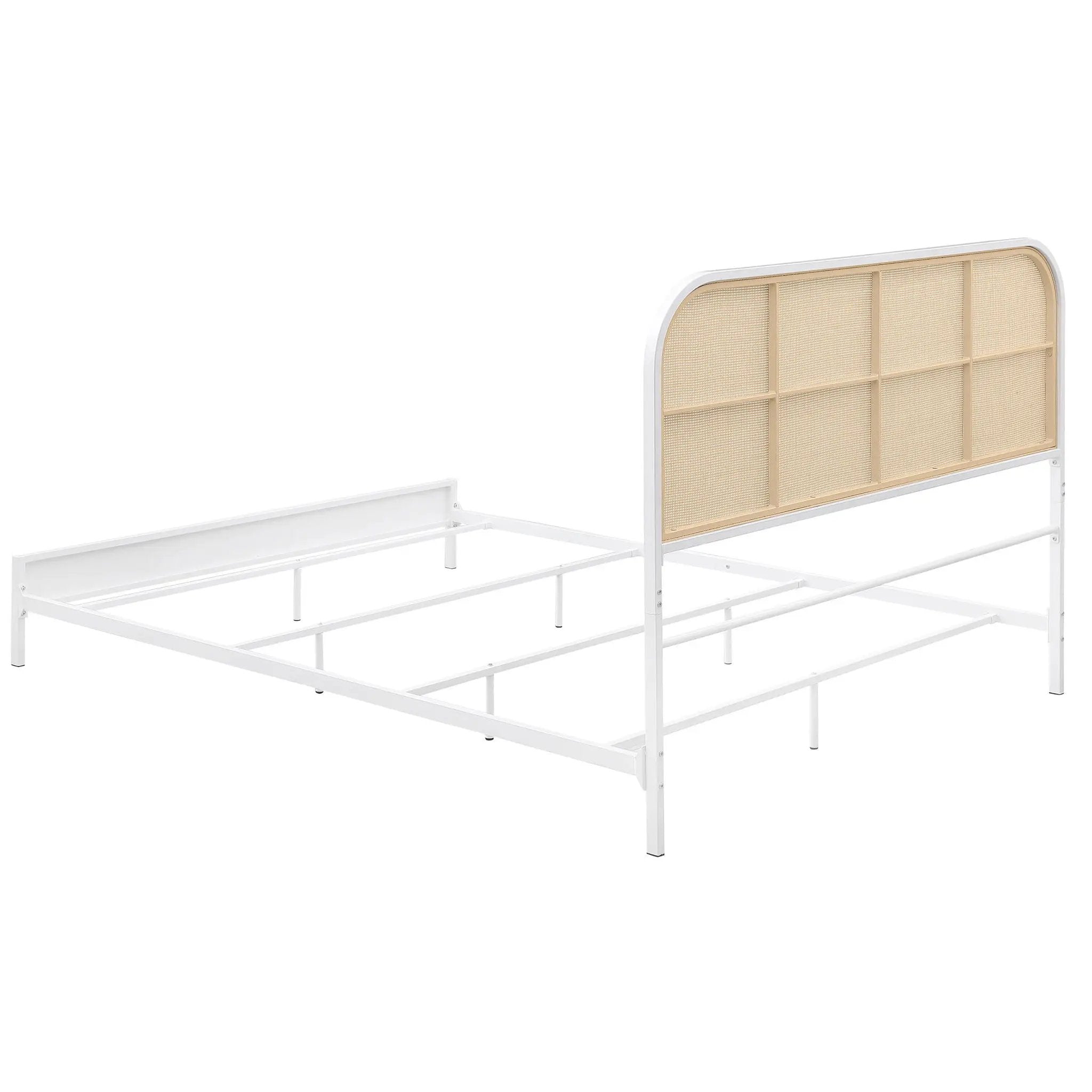 Amherst Radio Weave Rattan Metal Queen Bed White by Unique Piece Furniture