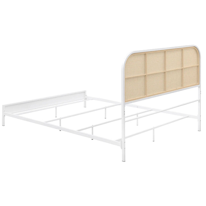 Amherst Radio Weave Rattan Metal Queen Bed White by Unique Piece Furniture