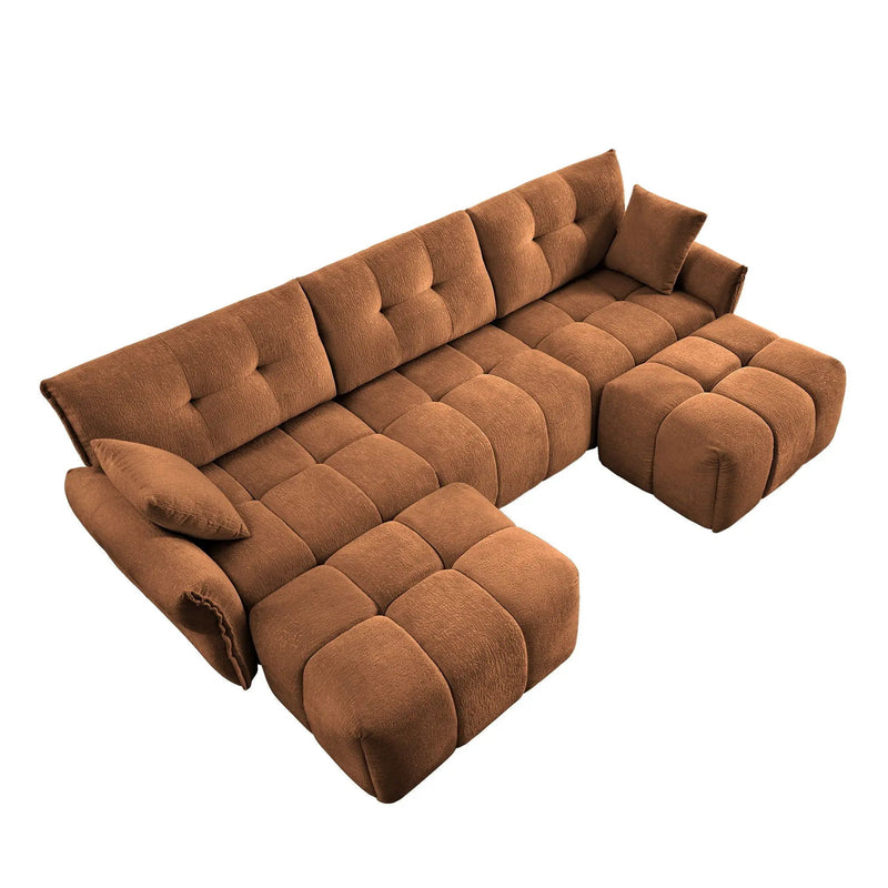 Sofa Set With Ottoman And Pillows, Textured, High Resilience Cushions by HouseOfZazla
